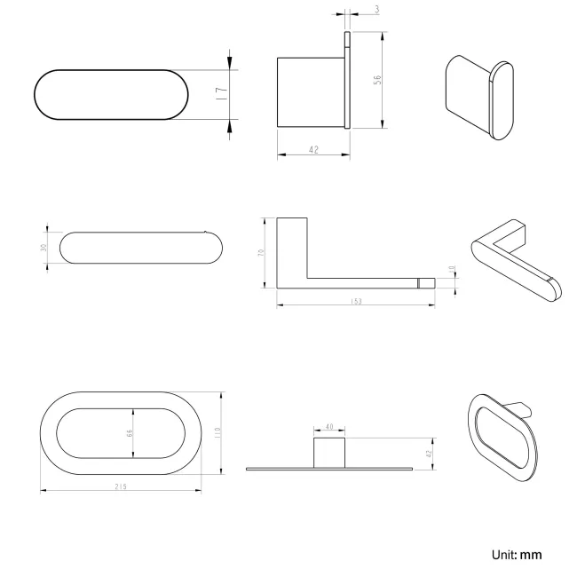  Daphne Matt Black 3 Pieces Accessory Set