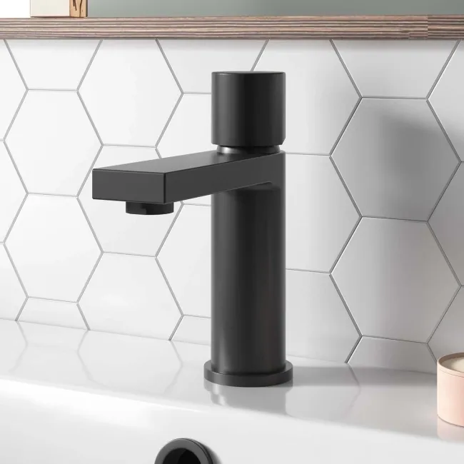 Tyne Matt Black Basin & Bath Mixer Tap Set
