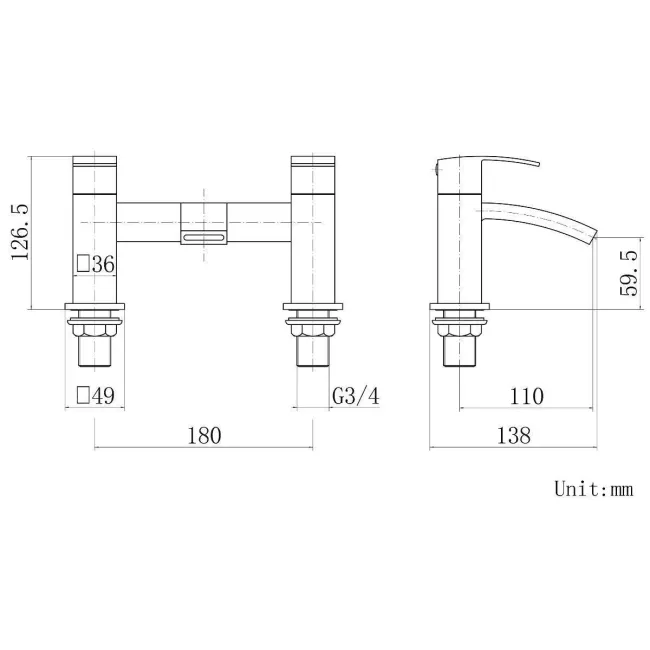 Welland Matt Black Basin & Bath Mixer Tap Set