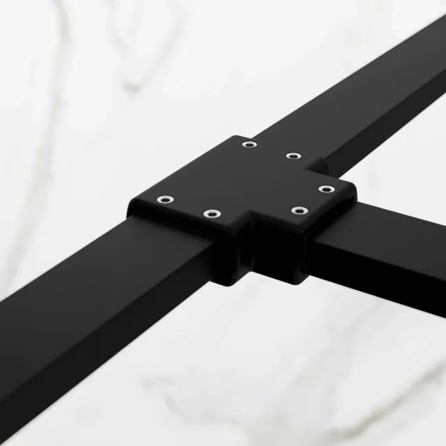 Munich Matt Black Grid 8mm Walk In Shower Enclosure 900mm & 900mm Glass with Pivotal Return Panel