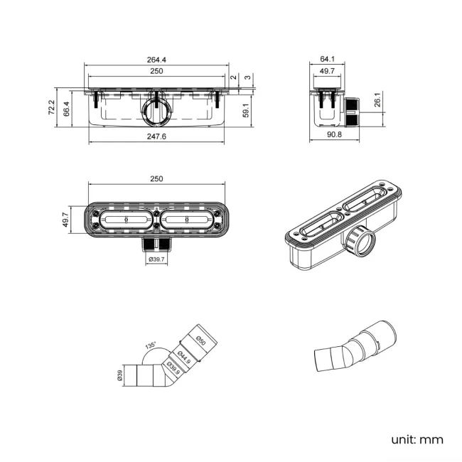 Tokyo Rectangular Matt White Slate Texture Stone Shower Tray 1700x800mm
