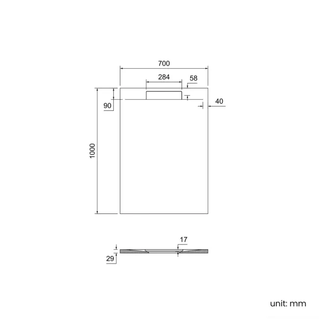 Tokyo Rectangular Matt Black Slate Texture Stone Shower Tray 1000x700mm