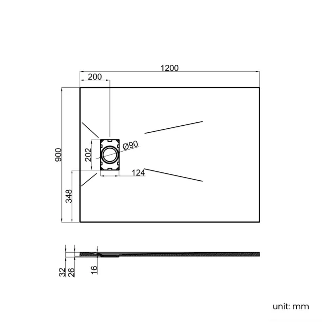 Berlin Rectangular Matt White Slate Effect SMC Composite Shower Tray 1200x900mm