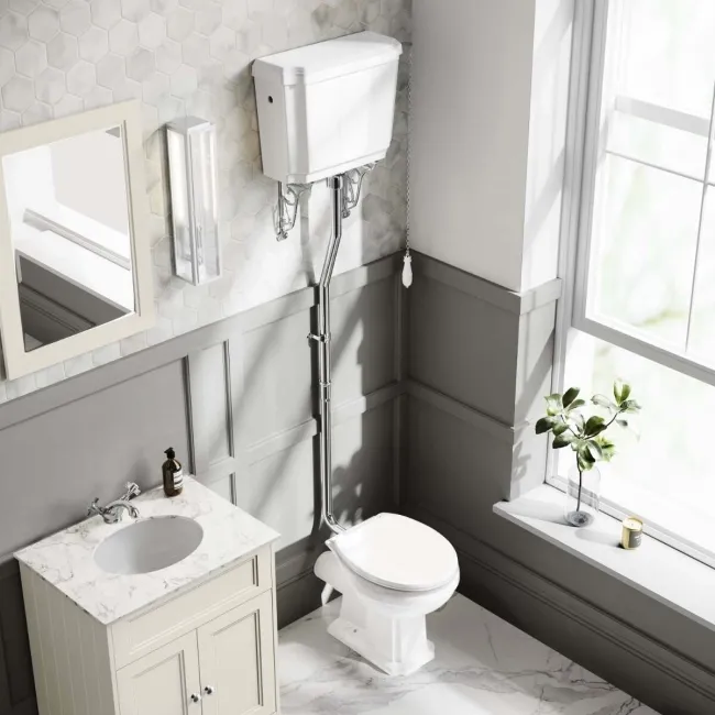 Hudson Traditional Toilet With High-level Cistern And Soft Close Seat