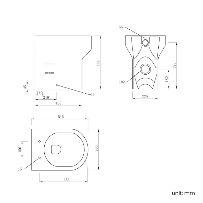 Denver Rimless Comfort Height Back To Wall Toilet With Premium Soft Close Seat