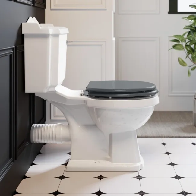 Lima Traditional Close Coupled Toilet With Dove Grey Wooden Seat