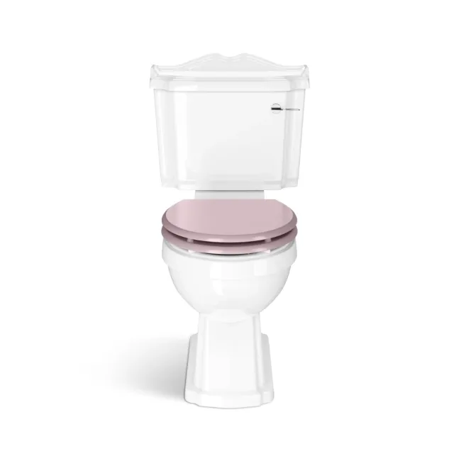 Lima Traditional Close Coupled Toilet With Cashmere Pink Wooden Seat