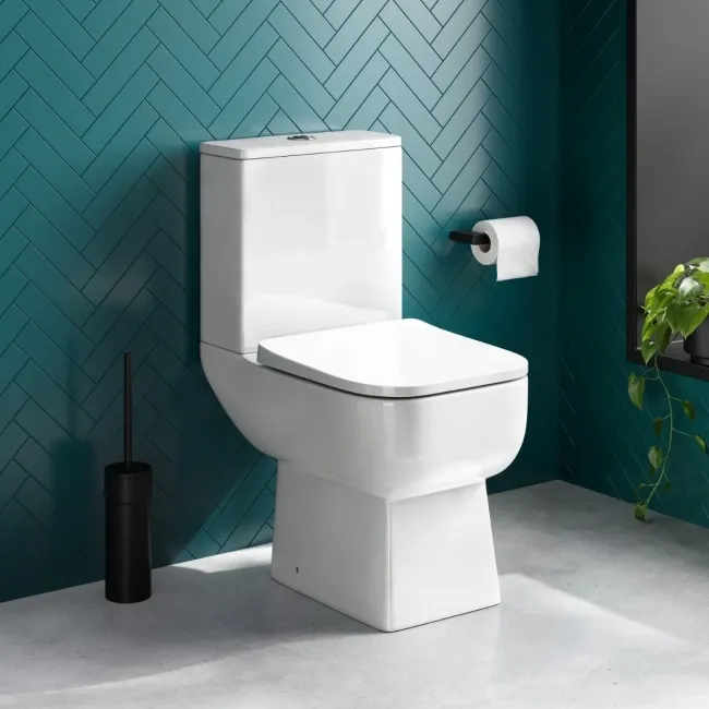 Portland Slimline 555 Depth Rimless Close Coupled Toilet With Soft Close Seat