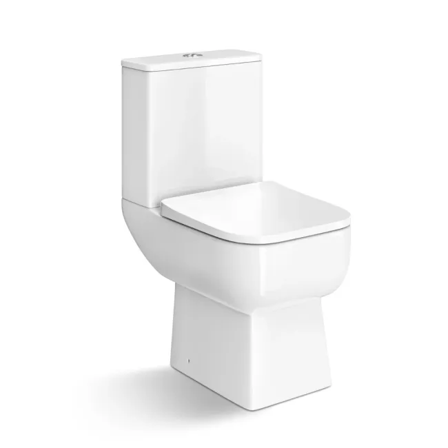 Portland Slimline 555 Depth Rimless Close Coupled Toilet With Soft Close Seat