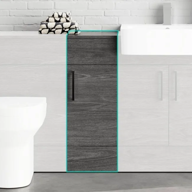 Harper Charcoal Elm Side Cabinet Unit 300mm - Black Accents