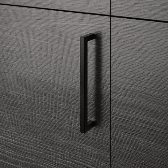 Harper Charcoal Elm Side Cabinet Unit 300mm - Black Accents