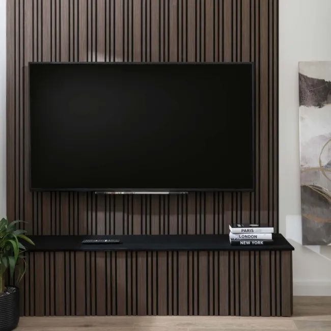 Trepanel Design® Walnut Brown Multi-Width Acoustic Wood Wall Panels