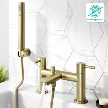 Wye Brushed Brass Bath Filler & Handheld Shower