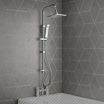 Lismore Square Chrome Shower Riser Kit