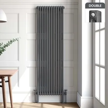 Athens Anthracite Double Column Vertical Traditional Radiator 1800x560mm