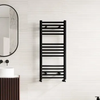 Naples Premium Matt Black Straight Heated Towel Rail 1000x450mm