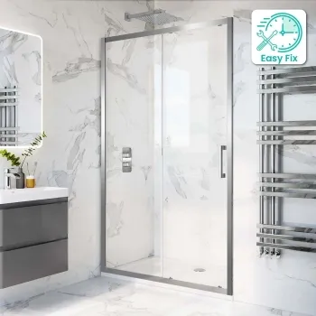 Hamburg Easy Clean 8mm Sliding Shower Door 1000mm - Easy Fix Feature