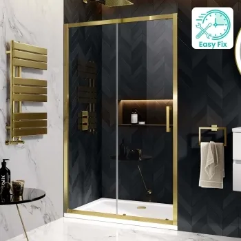 Hamburg Brushed Brass Easy Clean 8mm Sliding Shower Door 1200mm - Easy Fix Feature