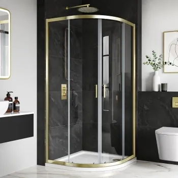 London Brushed Brass 6mm Quadrant Shower Enclosure 800x800mm