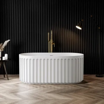 Brent 1500mm Fluted Matt White Freestanding Bath