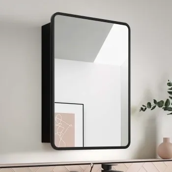 Olivia Black Framed Mirror Cabinet 710x500mm