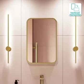 Olivia Brushed Brass Rectangular Bathroom Mirror 600x400mm