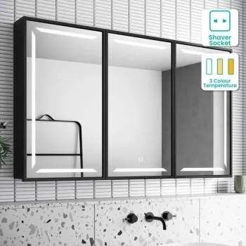Mia Black Framed Illuminated LED Mirror Cabinet 710x1200mm