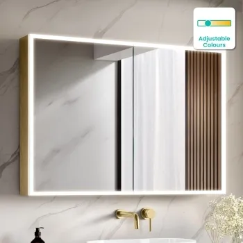 Margot Brushed Brass Illuminated LED Mirror Cabinet 700x1000mm