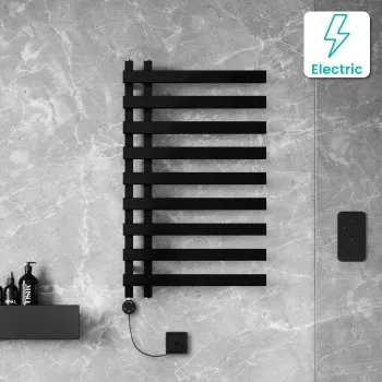Palermo Electric Matt Black Designer Heated Towel Rail 1000x600mm