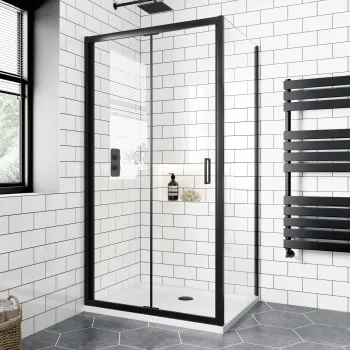 London Matt Black 6mm Bifold Shower Enclosure 1000x800mm