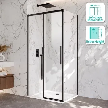 Lisbon Matt Black 8mm Sliding Shower Enclosure 1100x900mm