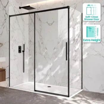 Lisbon Matt Black 8mm Sliding Shower Enclosure 1700x800mm