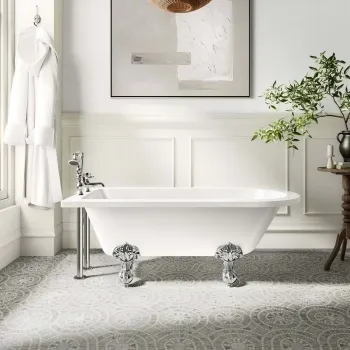 Abingdon 1500mm Single Ended Roll Top Bath - Chrome Ball Feet