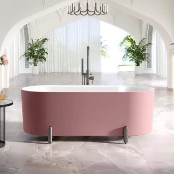 Shore 1700 Matt Pink Freestanding Bath - Gunmetal Feet
