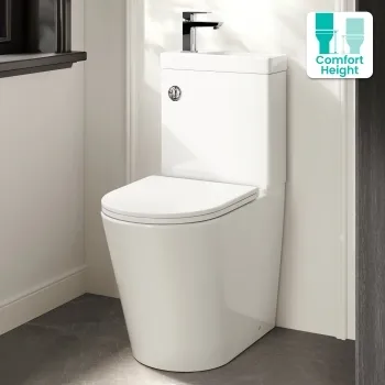 Loma 2-In-1 Combined Wash Basin & Rimless Comfort Height Toilet With Premium Soft Close Slim Seat