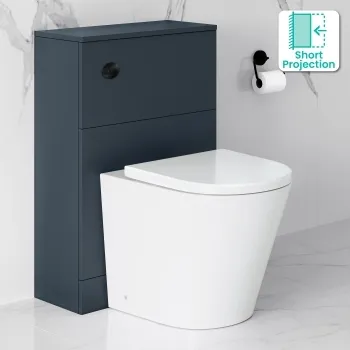 Inky Blue Slimline Back To Wall Unit and Boston Toilet - Black Accents
