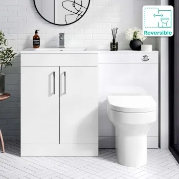 Mersey Gloss White Combination Vanity Basin and Miami Toilet 1100mm