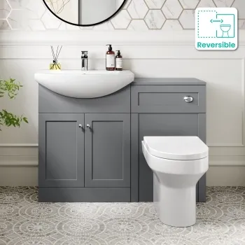 Capri Fog Grey Combination Vanity Basin and Denver Toilet 1150mm - Chrome Handles