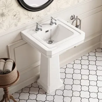Enid Traditional Pedestal Basin Double Tap Hole 545mm