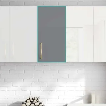 Harper Stone Grey Wall Hung Cabinet 600x300mm - Brushed Brass Accents