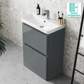 Corsica Storm Grey Slimline Basin Drawer Vanity 600mm