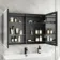 Aurora Matt Black Illuminated LED Mirror Cabinet 700x1000mm