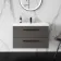 Elba Graphite Grey Wall Hung Basin Drawer Vanity 800mm - Black Accents