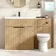 Havana Fluted Country Oak Combination Vanity Basin and Aruba Toilet 1300mm - Black Accents