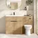 Havana Fluted Country Oak Combination Vanity Basin and Aruba Toilet 1300mm - Black Accents