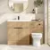 Havana Fluted Country Oak Combination Vanity Basin and Miami Toilet 1300mm - Black Accents
