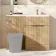 Havana Fluted Country Oak Basin Vanity and Back To Wall Toilet Unit 1100mm (Excludes Toilet) - Brushed Brass Accents - Right Handed
