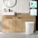 Sicily Fluted Country Oak Combination Vanity Basin with Marble Top & Utah Comfort Height Toilet 1500mm - Black Accents