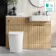 Sicily Fluted Country Oak Combination Vanity Basin and Utah Comfort Height Toilet 1200mm - Brushed Brass Accents - Right Handed