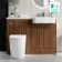 Sicily Fluted Black Walnut Combination Vanity Basin and Utah Comfort Height Toilet 1200mm - Chrome Handles - Right Handed